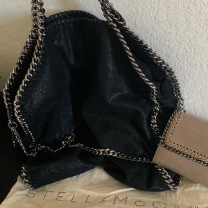 Stella McCartney Black Falabella Shoulder Bag with Silver Chain